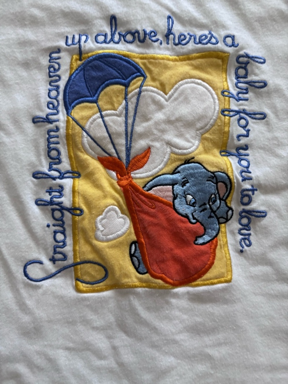Vintage Disney Dumbo Baby Romper White Blue embroidered Graphic 12 Months - Picture 2 of 5